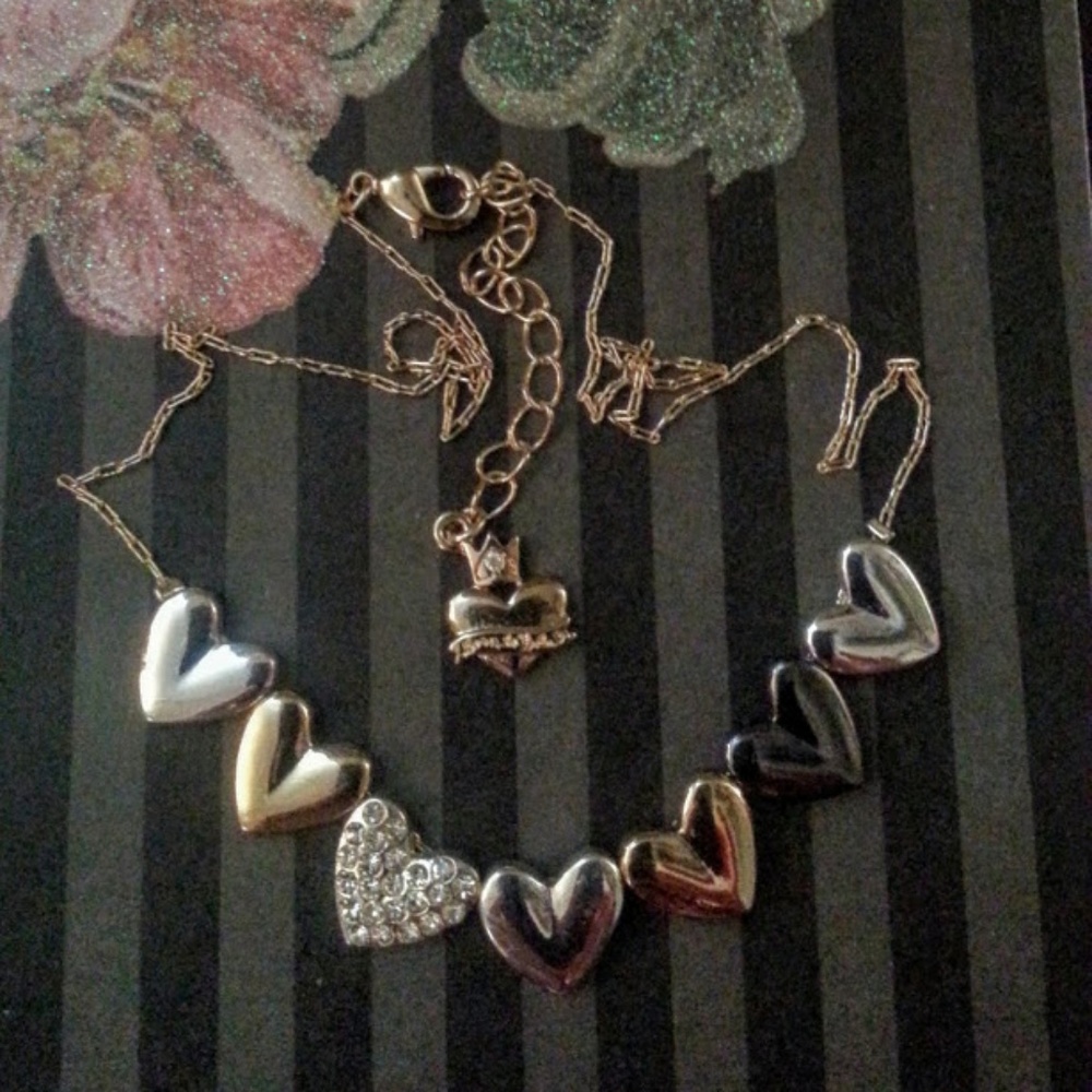 Born to Hula multiheart rhinestone necklace